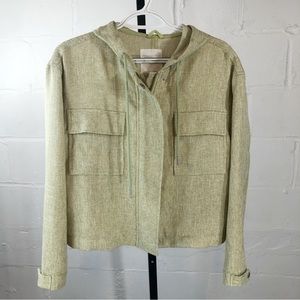 Avec Les Filles Crop Hooded Jacket Size S Lime Green Long Sleeve